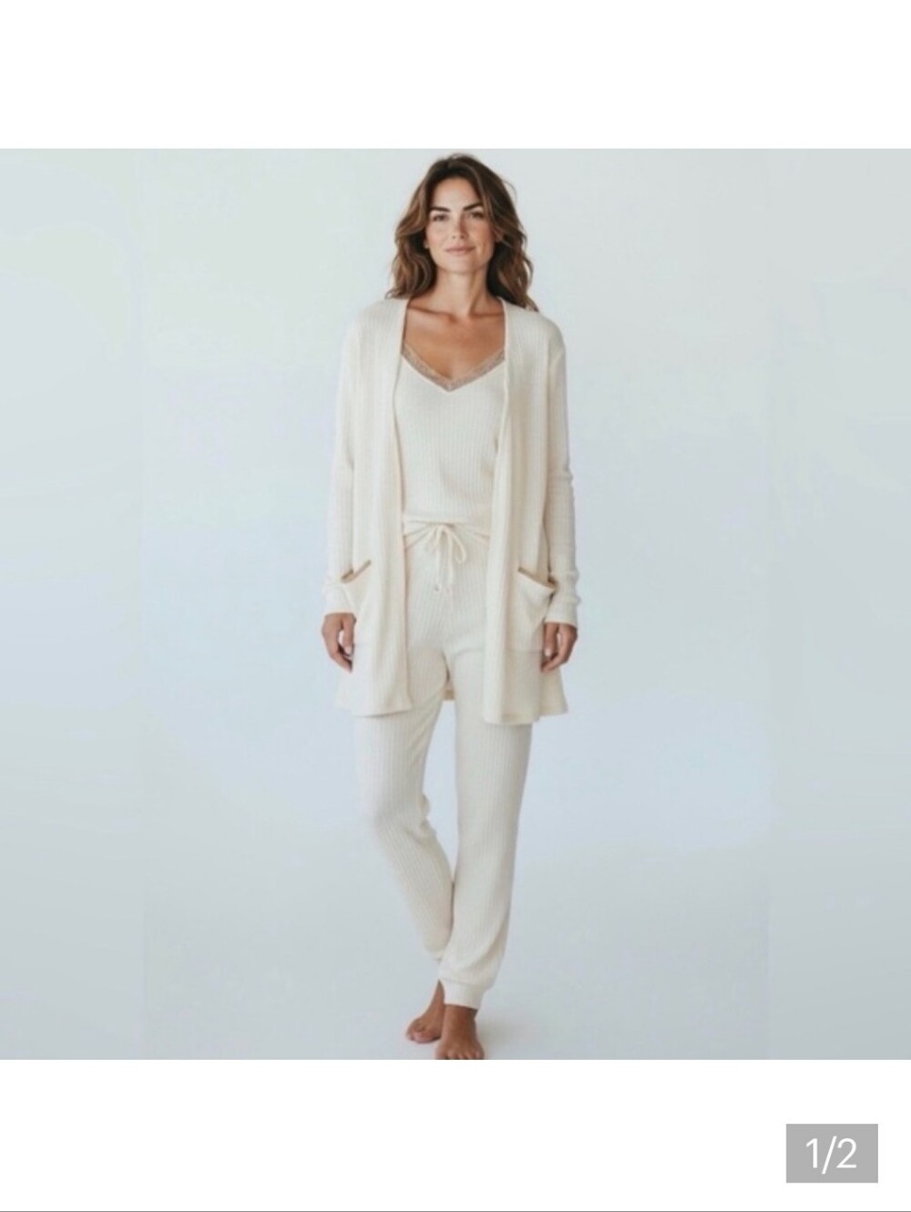 Blu Pepper Cozy Life   Cream Ribbed Lounge Set Cream *Gr8 Xmas Present!